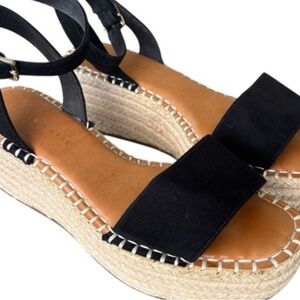 Kelly & Katie Black and Tan Espadrille Sandals